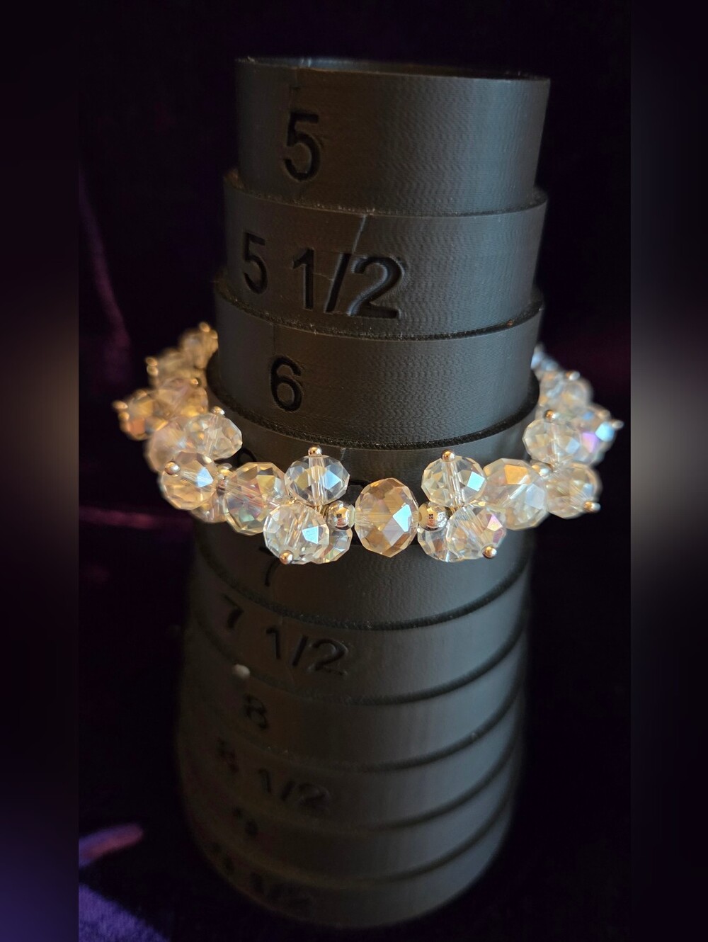 6.5" Crystal Bead Stretch Bracelet - Clear Iridescent